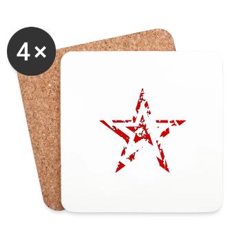 Stern Star Abstrakt Kunst Symbol Zeichen Rot - Untersetzer (4er-Set) - Weiß - Vorne