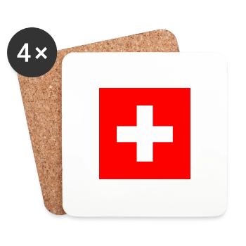 Schweizer Flagge - Untersetzer (4er-Set) - Weiß - Vorne