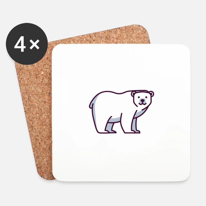 Eisbär - Untersetzer (4er-Set) - Weiß