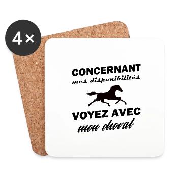 Concernant mes disponibilités t-shirt équitations - Dessous de verre (lot de 4) - blanc - Devant