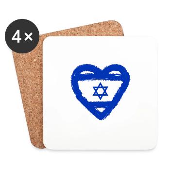 Coeur Israel - Dessous de verre (lot de 4) - blanc - Devant