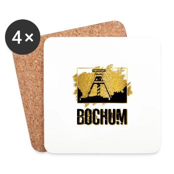 Bochum Allemagne Ville Skyline Patrie Amour Gold - Dessous de verre (lot de 4) - blanc - Devant