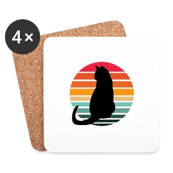 Katze Sunset - Untersetzer (4er-Set) - Weiß - Vorne