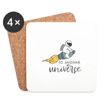 UNIVERSE FLYING ASTRONAUT ROCKET ROCKET MOTIF - Coasters (set of 4) - white - Front