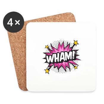WHAM COMIC COMICSTYLE CARTOON COMICS STYLE MOTIVE - Untersetzer (4er-Set) - Weiß - Vorne