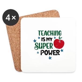 SUPER TEACHER POWER TEACHER POWER DICTONS MOTIF - Dessous de verre (lot de 4) - blanc - Devant
