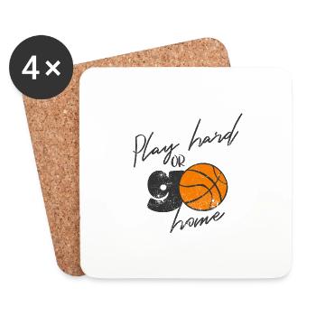 BASKETBALL PLAY HARD SLAM DUNK TEAM GO HOME MOTIV - Untersetzer (4er-Set) - Weiß - Vorne