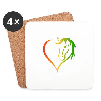 Neon Heart Life Is Better With Horses Design - Untersetzer (4er-Set) - Weiß - Vorne