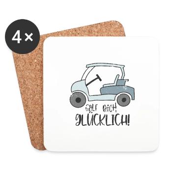 GOLF DICH GLÜCKLICH FÖHLICH GLÜCK CAR SPRUCH MOTIV - Untersetzer (4er-Set) - Weiß - Vorne