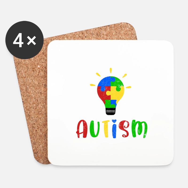 AUTIST ASPERGER PUZZLE LAMPE SYNDROM MOTIV SPRUCH - Untersetzer (4er-Set) - Weiß
