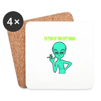 I'm Tired Of Your Shit Human T-shirt Design - Untersetzer (4er-Set) - Weiß - Vorne