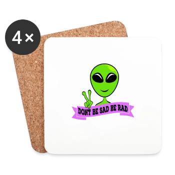 Don't Be Sad Peace Be Rad T-shirt Design Aliens - Coasters (set of 4) - white - Front
