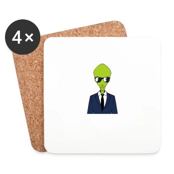 Drumming Shirt For Drummers "Drum & Bass Alien" - Coasters (set of 4) - white - Front