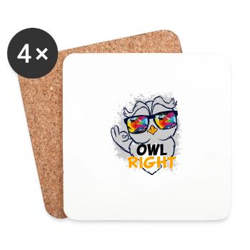 Owl Lover? A Perfect Owls Tee Love Owls Owl Right - Untersetzer (4er-Set) - Weiß - Vorne