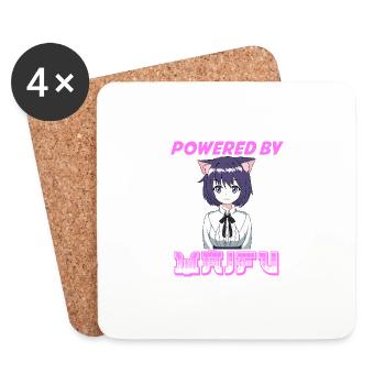 Powered By Waifu Anime Lover Shirt For Kawaii - Coasters (set of 4) - white - Front