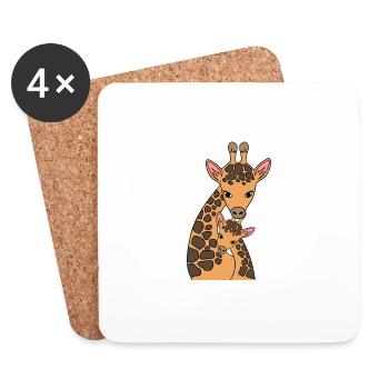 Mother's Day Mommy Mom Giraffe Tall Long-necked - Untersetzer (4er-Set) - Weiß - Vorne