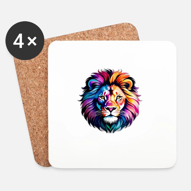 lion colorful - Untersetzer (4er-Set) - Weiß