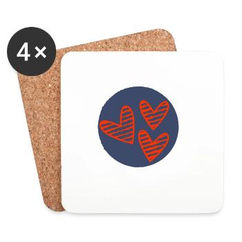 HERZ. HERZ. VALENTINSTAG. LIEBE. LIEBE. PAAR. - Untersetzer (4er-Set) - Weiß - Vorne