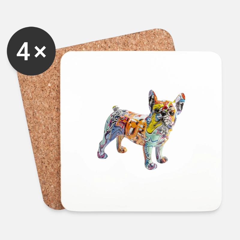 Hund Graffiti - Untersetzer (4er-Set) - Weiß
