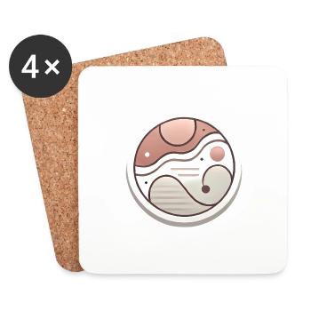 Minimal Abstract Badge Design - Coasters (set of 4) - white - Front