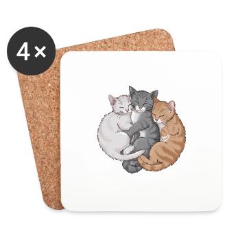 Niedliche Katzen schmusen zusammen für - Untersetzer (4er-Set) - Weiß - Vorne