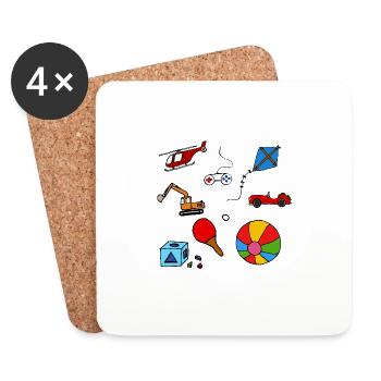 Spielzeuge Kinder spielen Comicstyle - Untersetzer (4er-Set) - Weiß - Vorne
