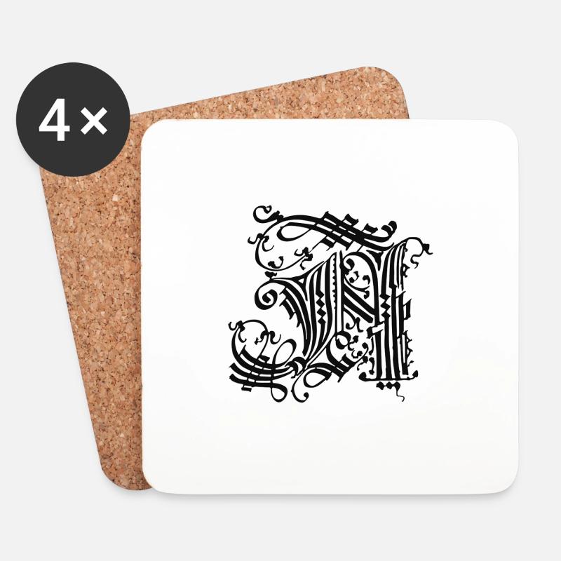Medieval Core Mittelalter Initialen N Castle Core - Untersetzer (4er-Set) - Weiß