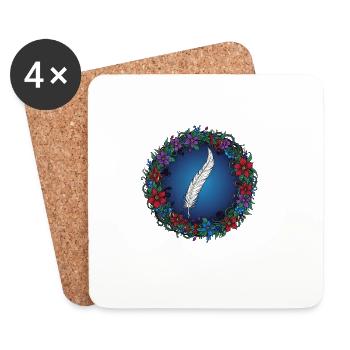 Feather in a Flower Wreath | Magic for Authors - Coasters (set of 4) - white - Front