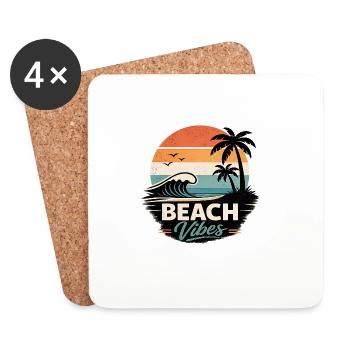 Beach Vibes Sunset Paradise - Coasters (set of 4) - white - Front
