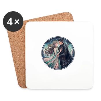 Moonlit Night Elf Love in the Star Forest - Coasters (set of 4) - white - Front