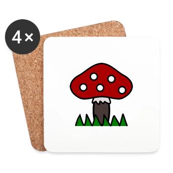 CHAMPIGNON. AUTOMNE. NATURE. ANNIVERSAIRE. FÊTE. - Dessous de verre (lot de 4) - blanc - Devant