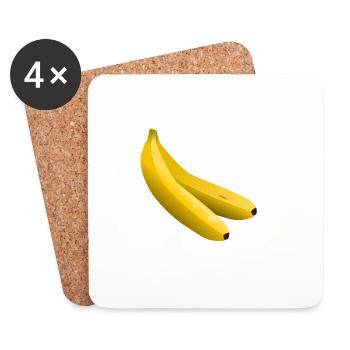 Twin Bananas Vector Yellow - Coasters (set of 4) - white - Front