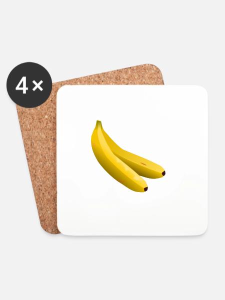 Zwillingsbananen Vektor Gelb - Untersetzer (4er-Set) - Weiß
