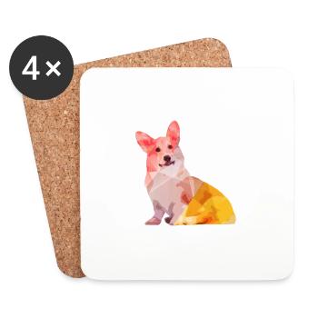 Corgi Abstract - Coasters (set of 4) - white - Front