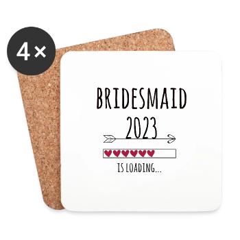 Bridesmaid 2023 Hochzeit Team Bride Geschenk - Untersetzer (4er-Set) - Weiß - Vorne