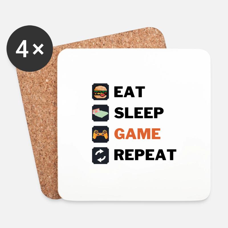 Eat sleep game repeat - Untersetzer (4er-Set) - Weiß