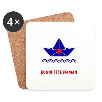 BONNE FÊTE. FÊTE DES MÈRES. FÊTE DES PÈRES. FÊTE - Dessous de verre (lot de 4) - blanc - Devant