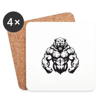 Musculation des muscles de l’ours grizzly - Dessous de verre (lot de 4) - blanc - Devant