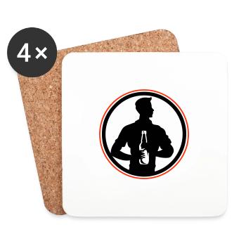 Silhouette de bouteille de bière buvant - Dessous de verre (lot de 4) - blanc - Devant