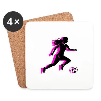 Football Femme Symbole Joueur de Football Femme - Dessous de verre (lot de 4) - blanc - Devant
