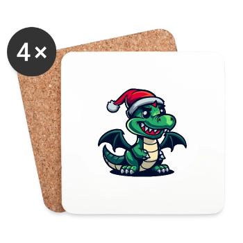 Noël du dragon - Dessous de verre (lot de 4) - blanc - Devant