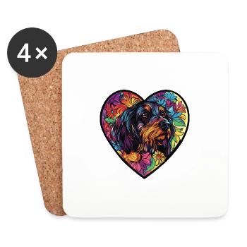 Lévrier Afghan Chien Coeur Amour - Dessous de verre (lot de 4) - blanc - Devant