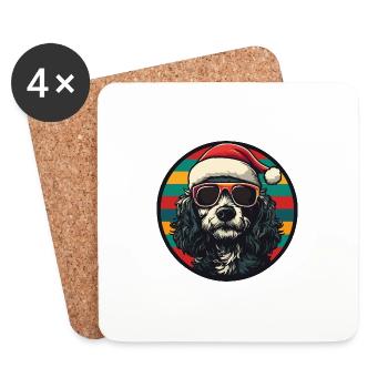 Pudel Hund Weihnachten Cool - Untersetzer (4er-Set) - Weiß - Vorne