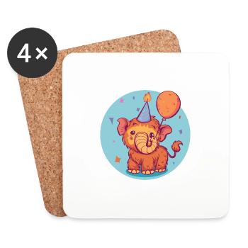 Bande dessinée d’anniversaire mammouth - Dessous de verre (lot de 4) - blanc - Devant