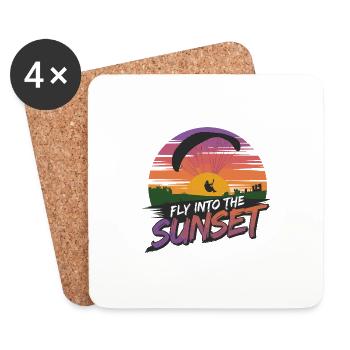 Gleitschirmfliegen Fly Into Sunset Abenteuer - Untersetzer (4er-Set) - Weiß - Vorne