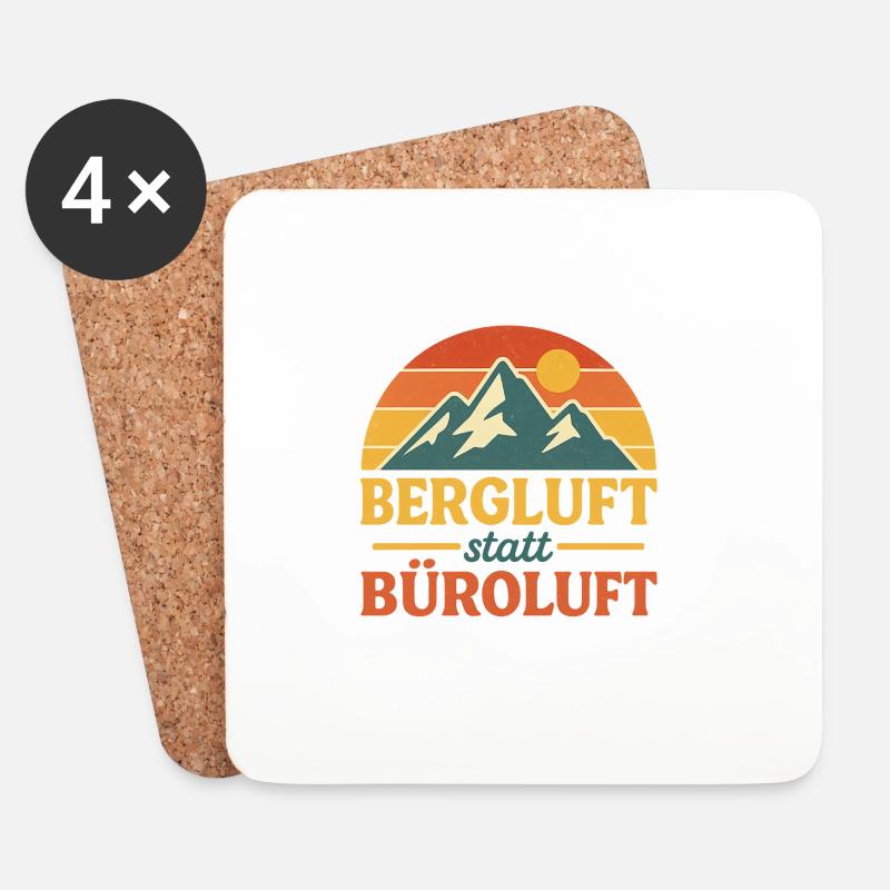 Bergluft statt Büroluft Retro Logo - Untersetzer (4er-Set) - Weiß