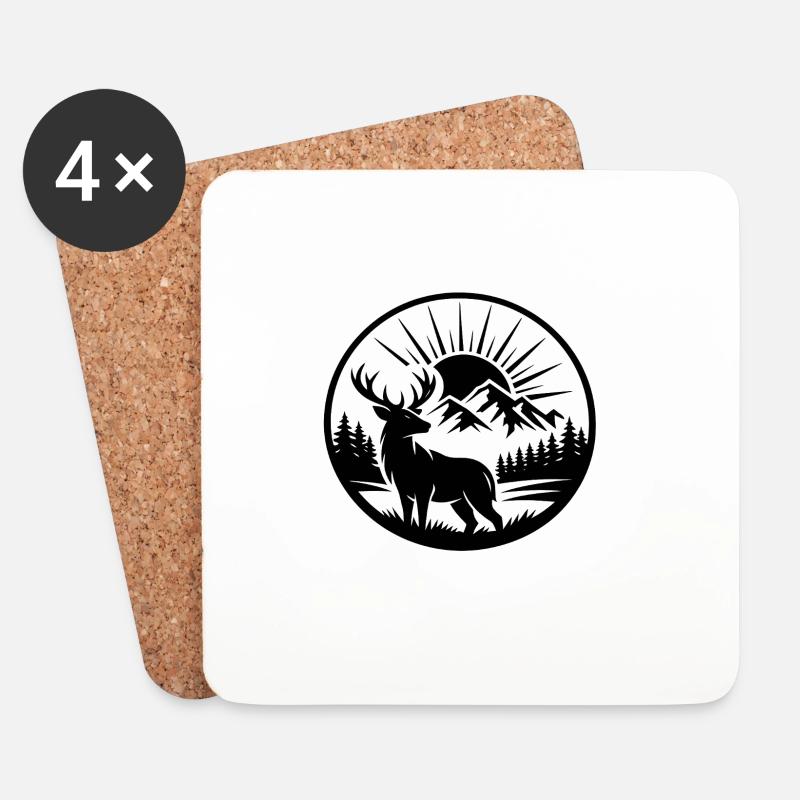 Hirsche – Nordische Wildtiere - Untersetzer (4er-Set) - Weiß
