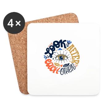 Motif œil - Dessous de verre (lot de 4) - blanc - Devant