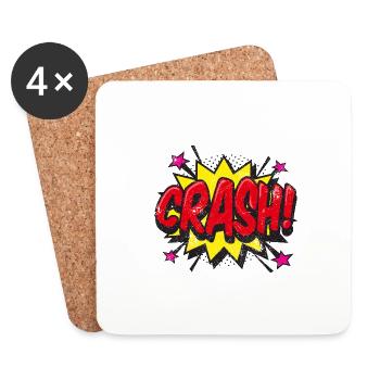 CRASH CRASH! COMIC COMICSTYLE 80s MOTIFS GIFT - Coasters (set of 4) - white - Front