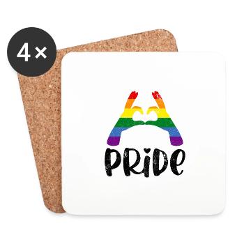 STOLZ HERZ HERZEN LIEBEN LIEBE LBGT QUEER SPRÜCHE - Untersetzer (4er-Set) - Weiß - Vorne